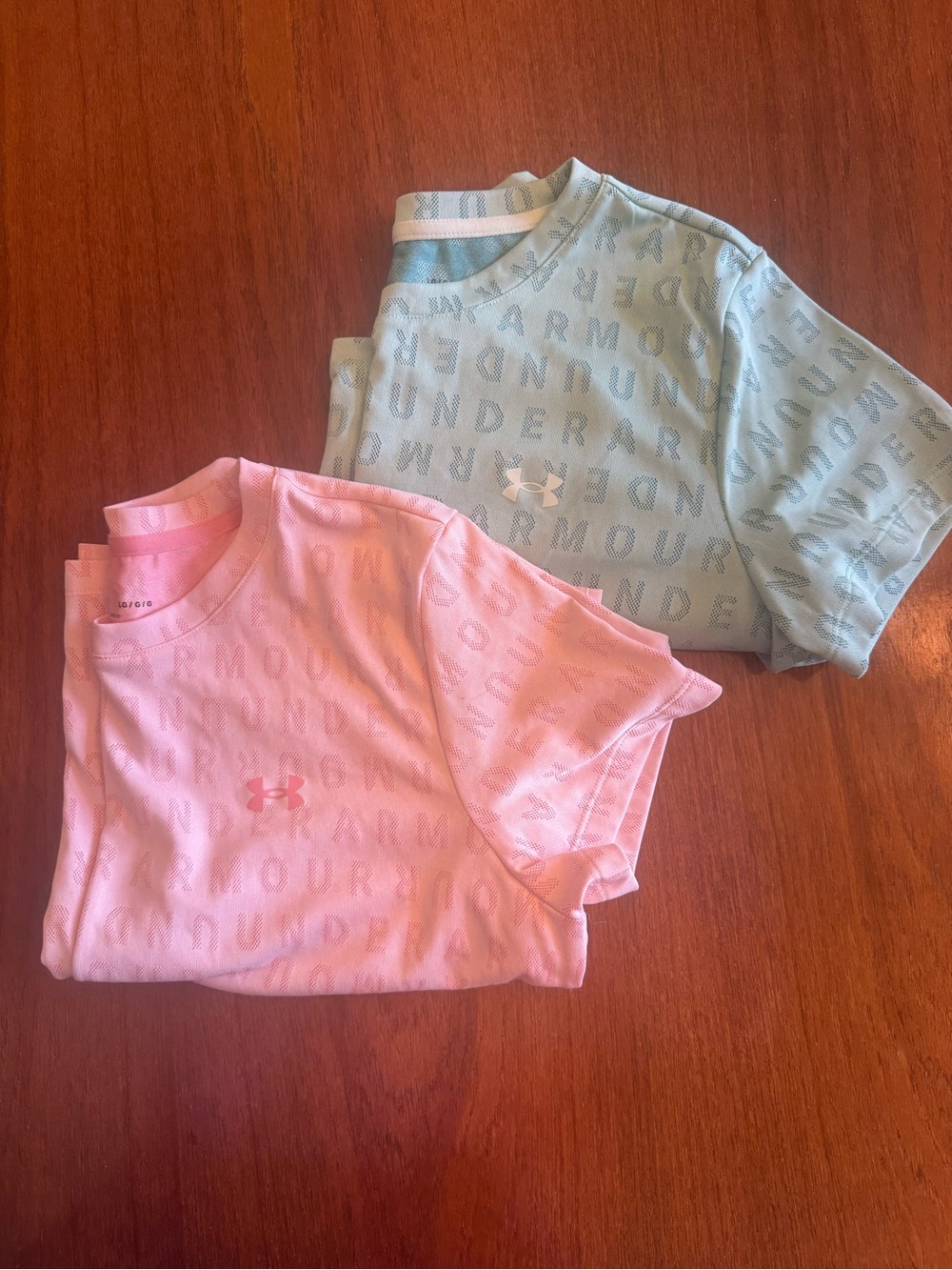 Under Armour Pink & Mint/Teal Logo Short Sleeve Tees - Duo
